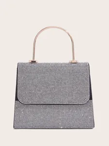 Elegante Strass Abendtasche Luxuriöse Polyester Clutch Handtasche Mit Metallgriff Kette Schultergurt Für Hochzeit Bankett Party Damen