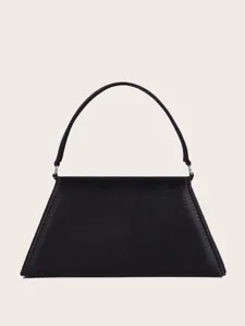 Schwarze Satintasche trapezförmig elegante Abendtasche stilvolle Handtasche für Damen