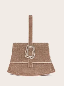 Elegante Strass Abendtasche mit funkelnden Kristallen und luxuriöser Champagner Tasche für Partys.