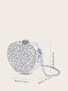 Glänzende Strass Apfel Form Mini Abendtasche, elegante Kristall Clutch mit Kette für Damen.