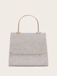 Glänzende Strass Abendtasche Eleganter Metallgriff Für Hochzeit Braut Clutch Tasche Damen