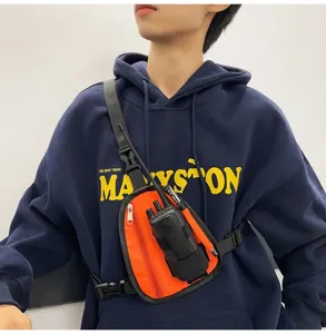 Borsa toracica tattica da uomo streetwear funzionale gilet hip hop custodia per telefono