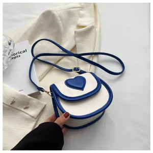 Damen Mode Umhängetasche weiß blau Herz Umhängetasche schicke Handtasche für Alltag