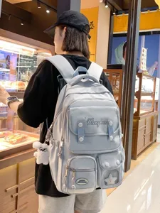 Süßer japanischer Stil Mehrfächer einfarbiger Schulrucksack für Damen für den Alltag.