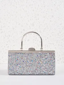 Damen Elegant Pailletten Abendtasche Glänzende Bankett Clutch Mit Metallgriff Kettengurt Vielseitige Party Handtasche