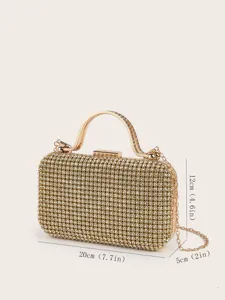 Elegante Strass Abendhandtasche mit Metallgriff und Kette fur elegante Partys und Anlasse.