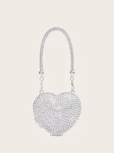 Glänzende Strass Herz Abendtasche Luxus metallische Clutch Handtasche für Hochzeit Party