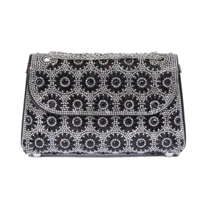 Detaillierte Strass-Kettentasche, glitzernde Kristall-Abendtasche für Damen, stilvoll.