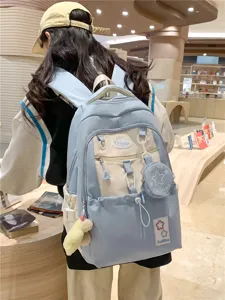 Koreanischer Stil College Rucksack Farblock Schultasche süsser Student Daypack mit Mini