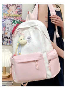 Süßer rosa weißer Stern Rucksack süße Studentin Schultasche japanischer Stil Freizeittasche