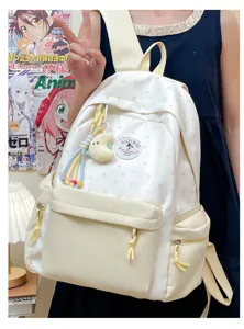 Süßer japanischer Stil Canvas Schulrucksack für Teenager Mädchen, Eiscreme Farben mit sternenmuster.