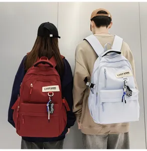 Grand sac à dos décontracté en toile pour étudiants, sac d'école élégant pour couple.