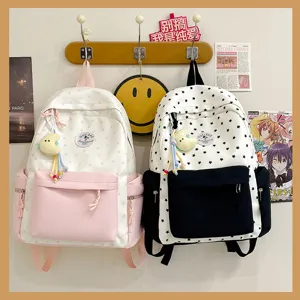 Japanischer süßer Studentenrucksack mit Sternenmuster, süße zweifarbige Schultasche für Mädchen.