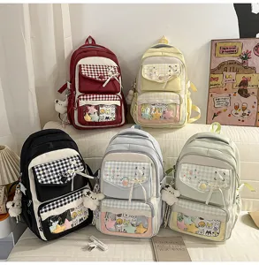 Japanischer Anime transparent Ita Rucksack College Stil karierte Schultasche Mehrfächer