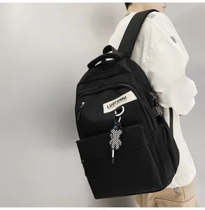 Sac a dos noir en toile de grande capacite pour l'ecole et l'usage quotidien mode.