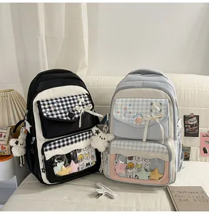 Japanischer süßer Karo Ita Rucksack mit transparentem Fenster für Schüler und Schule