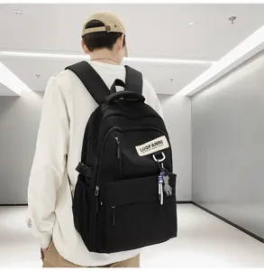 Sac à dos noir décontracté et élégant pour hommes et femmes, grand cartable scolaire pour l'école.