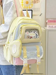 Süßer farblich abgestimmter Schulrucksack mit transparenter Tasche für Schüler