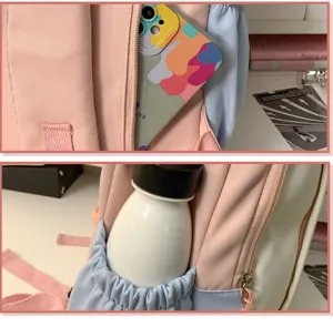 Mini-Rucksack im Farbmix süße lässige Reise-Schultasche für Damen tägliches Pendeln.