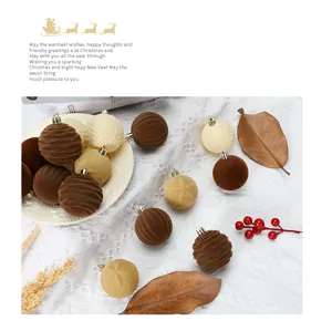 Bolas de Navidad flocadas 6cm adornos surtidos para decoración de árbol festivo hogar