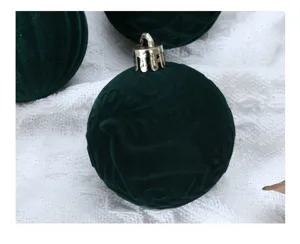Bola de Navidad Flocada 6cm Verde Oscuro Patrón Ciervo Decoración Colgante Árbol