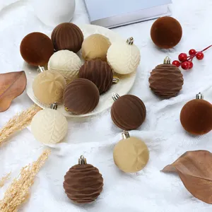 Bolas de Navidad flocadas 6cm 15pcs texturas variadas para decoración de árbol de navidad