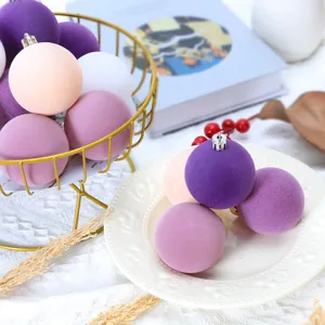 Bolas de Navidad flockadas 6cm coloridas para árbol de Navidad colgantes decoración