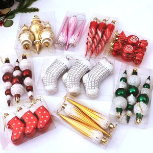 Weihnachtsbaum Hängende Ornamente Set, Kunststoff verschiedene Formen Kugeln für Festtag
