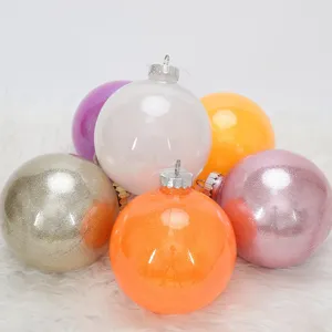 Set de bolas de navidad de PET coloridas, adornos brillantes y brillantes para el árbol.