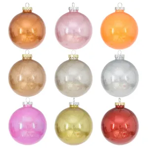 Juego de bolas de navidad de PET de colores, adornos colgantes brillantes para fiestas.