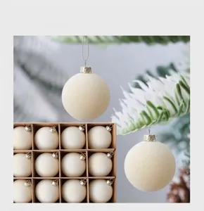 Fluwelen kerstbal set in doos geflokte boom ornament hangende decoratie 15st