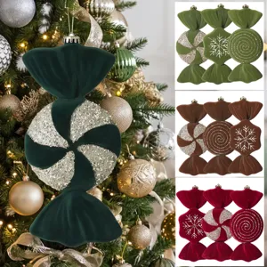 Flocked Painted Candy Christmas Tree Ornaments Large Candy Pendant For Holiday Party Showcase Scene Layout Decorations