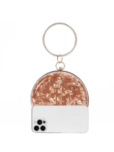Elegante runde Marmor Acryl Abendtasche mit Strass Kreis Griff für Damen Party Handtasche.
