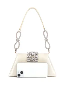 Elegante Satin Abendtasche mit Strass für Damen, luxuriöse Clutch Schultertasche Party.