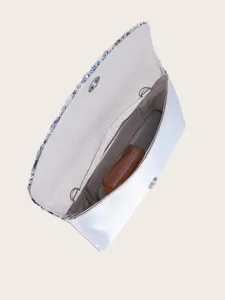 Silberne Pailletten Satin Abendtasche elegante Hochzeitsfeier Schulterhandtasche
