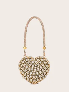 Vintage Herzförmige Abendtasche Mit Strass Für Damen Mini Lippenstift Tasche Mit Kette Luxus Party Bankett Handtasche