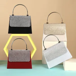 Luxus Strass Besetzt Satin Abendtasche Für Damen Metallringgriff Hochzeit Party Clutch Handtasche Abnehmbare Kette Umhängetasche
