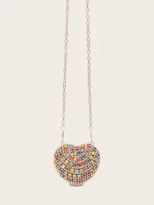 Glitzernde Strass Herz Kette Tasche, elegante Mini Abendtasche für Damen und Partys.