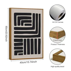 Arte murale in tela geometrica astratta moderna con cornice in legno 60x40cm decor casa.