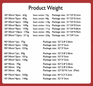 Size and weight specification chart details for 2026 World Cup football wall sticker decals.