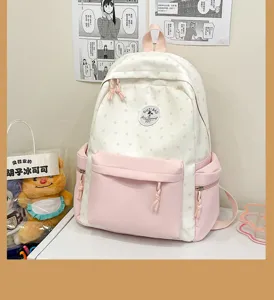 Japanischer ins Stil süß Mädchen Stern Druck rosa weiß Segeltuch Student Rucksack Tasche