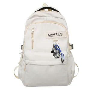 Sac à dos minimaliste en toile blanche pour étudiants grande capacité sac d'école