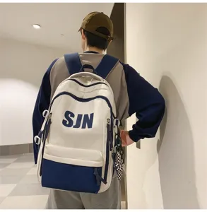 Trendy large capacity student backpack for high school boys, stylish school bag daily use.