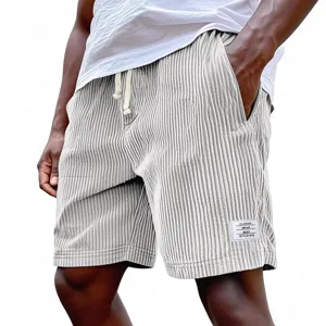 Herren Weite Streifen Cord Shorts Lockere Passform Casual Streetwear Bottom Mit Kordelzug Und Webetikett Für Sommer Strand Alltag