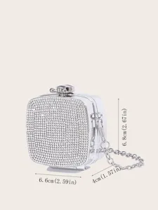 Kleine Strass Acryl Umhängetasche für Damen, glänzende Kristall Handtasche mit Kette.