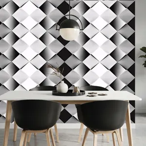 Modern black and white diamond wallpaper for living room bedroom wall decoration and home design.