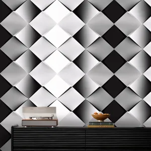 Black and white diamond wallpaper 3d geometric PVC waterproof wall sticker for decor