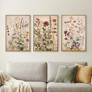 Bohemian botanical canvas art prints framed floral wall pictures for living room decor
