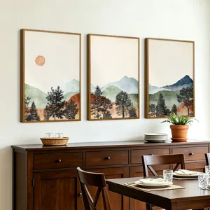 Böhmische Aquarell Landschaft Gerahmt Wandkunst Triptychon Abstrakte Szenerie Leinwanddruck Moderne Dekorative Gemälde Für Wohnzimmer