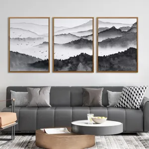 3 piece black and white landscape canvas wall art modern minimalist bedroom hanging painting